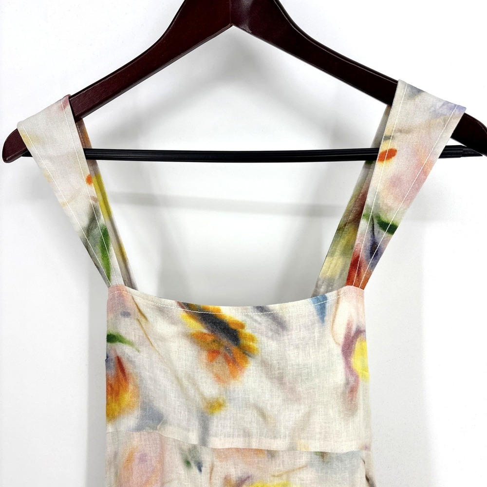 Anthropologie Klaas Jonkman Sleeveless Linen Midi Dress Watercolor Floral Small - Picture 4 of 9
